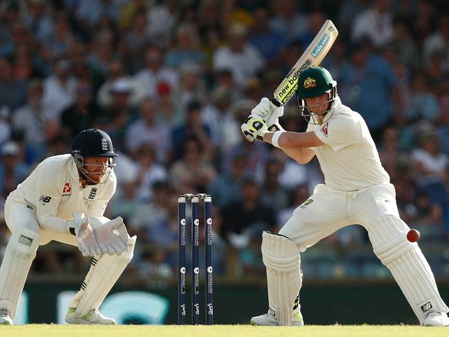 Australian captain Steve Smith in action at the WACA on Friday.