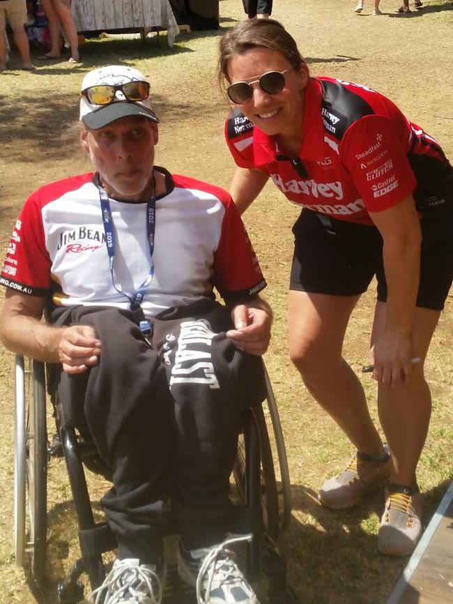 Jason Edwards with Supercar driver Simona de Silvestro. Picture: supplied