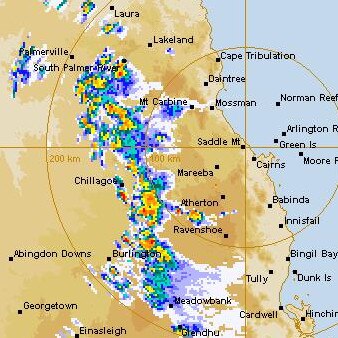 The BOM radar shows storms moving across the Far North on October 22.