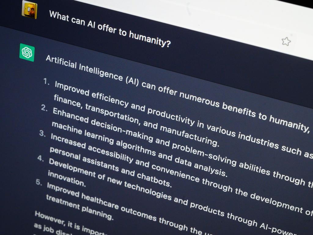 OpenAI’s ChatGPT produces text responses using artificial intelligence. Picture: Leon Neal/Getty Images