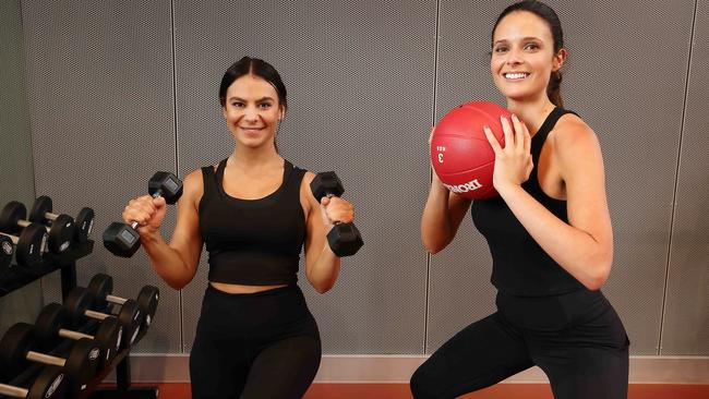 Fotini Veis and Dom Gauci get back to exercising at Foxfit Gym in Cremorne as gym restrictions ease. Picture: Ian Currie