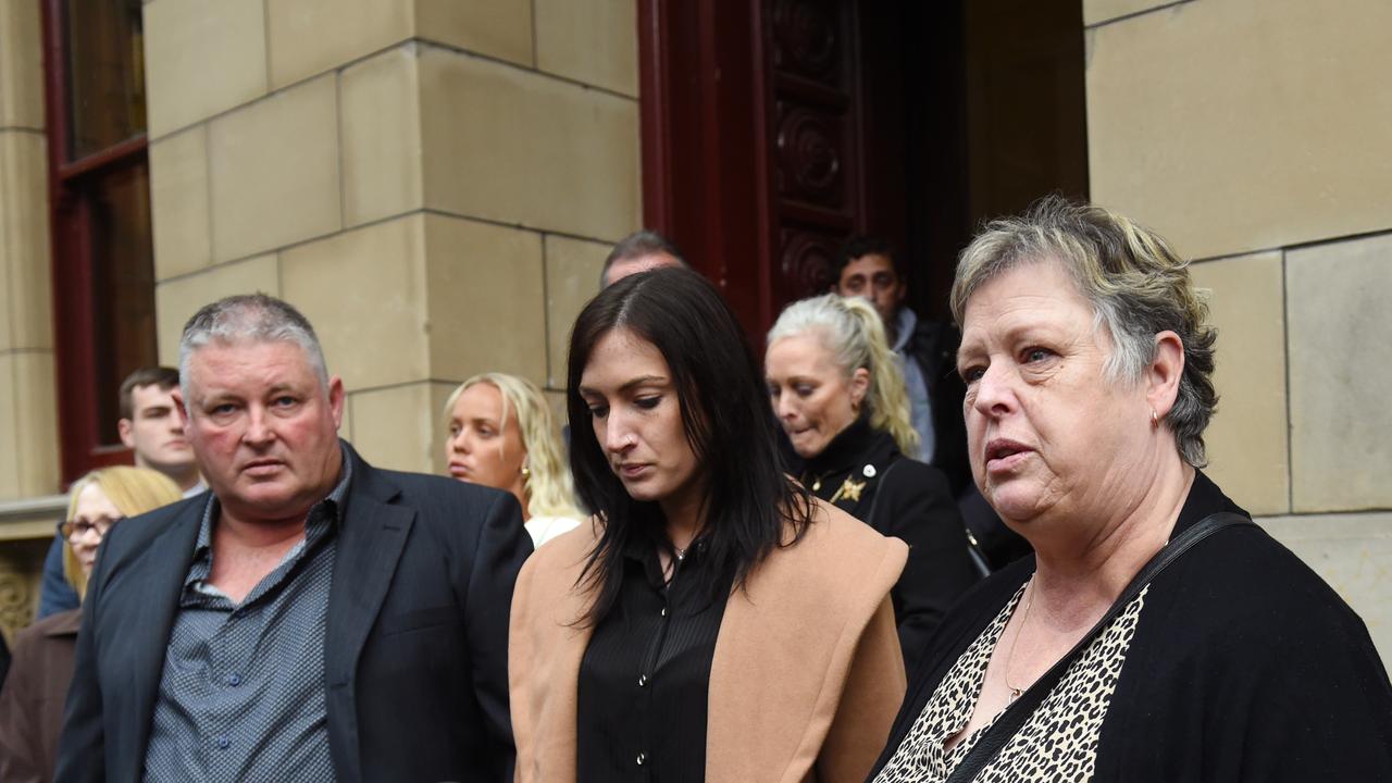 Family of Luke Francis – Stepfather, sister Emily Harris and mum Michelle Harris. Picture: NCA NewsWire / Nicki Connolly