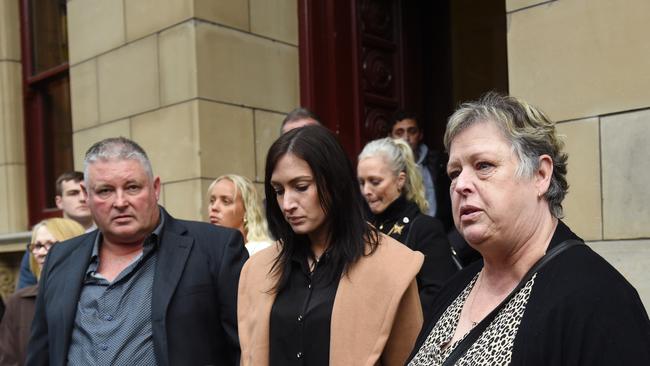 Family of Luke Francis – Stepfather, sister Emily Harris and mum Michelle Harris. Picture: NCA NewsWire / Nicki Connolly