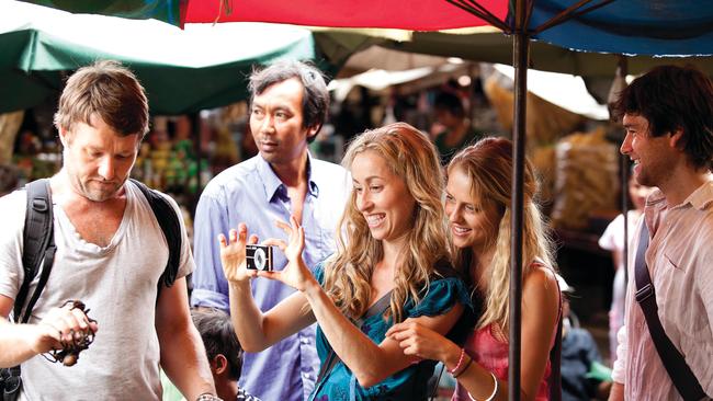 Antony Starr (right) with Joel Edgerton, Felicity Price and Teresa Palmer and Antony Starr, in his AACTA-winning role in Wish You Were Here.