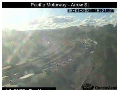 Traffic backed up on the Pacific Motorway in Woolloongaba.