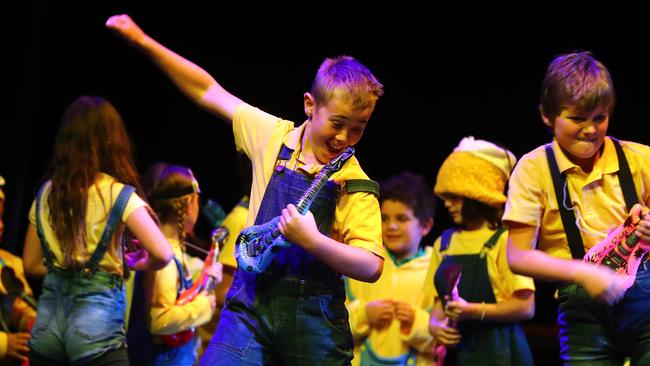 Anglesea Primary School students performing at the Geelong Schools Music and Movement Festival. Picture: Alison Wynd
