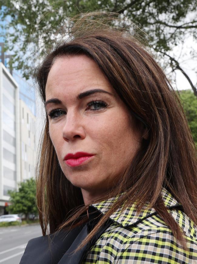 Emma Walters outside the Adelaide Police Headquarters. Picture: David Mariuz