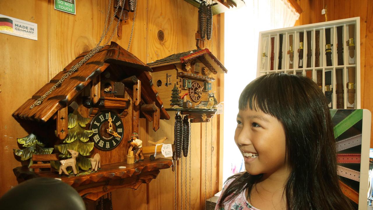 Elsa Chou 7 from Mermaid Beach in the Cuckoo Clock shop. Picture Glenn Hampson