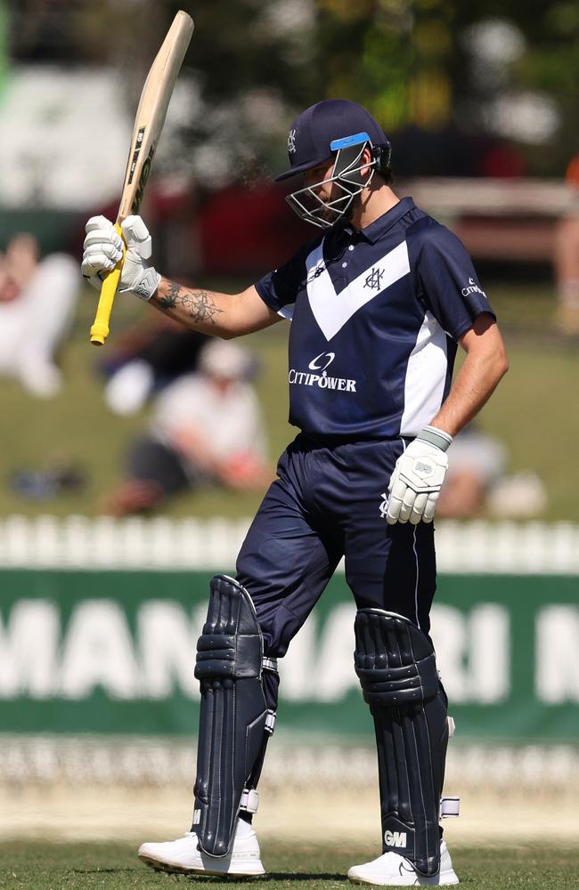 Matt Short made a strong start to the home summer with 80 off 58 balls for Victoria against NSW in the One-Day Cup last week. Picture: Robert Cianflone / Getty Images