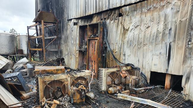 The destroyed shed and coolrooms.