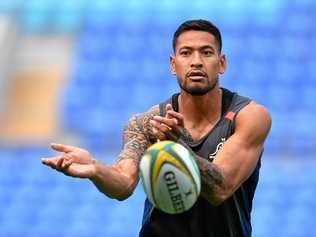 Israel Folau is seen during a Wallabies training at CBUS Stadium on the Gold Coast, Tuesday, September 11, 2018. Picture: DARREN ENGLAND