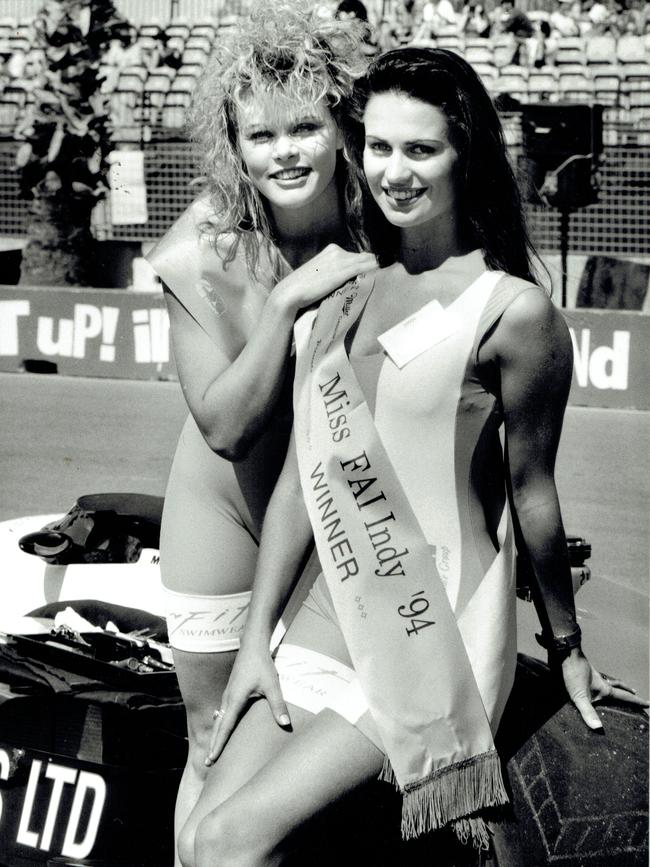 GOLD COAST INDY 1994 Miss Indy Leigh Holmes (sitting) and r/up: Tracey Martin
