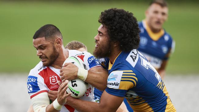 Brayden Wiliame started at centre, but it was the twins Mat and Max Feagai who shone in the battle for the right centre spot. Picture: Getty Images.