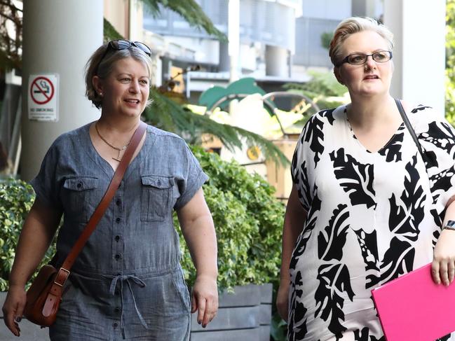 Donna Baluskas and Laura Lawson who are involved in a legal dispute with Mt Tamborine State School Principal Tracey Brose. Picture: Jason O'Brien