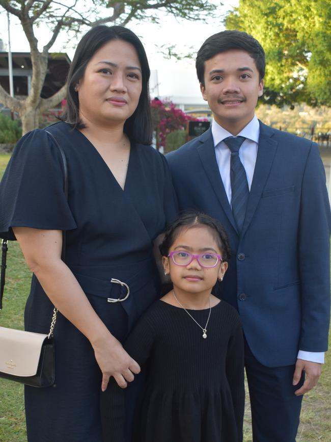 Catherine Ramos, Raia Ramos and Richard Ramos at Runcorn State High School 2023 formal. Photos: Georgie Walker.