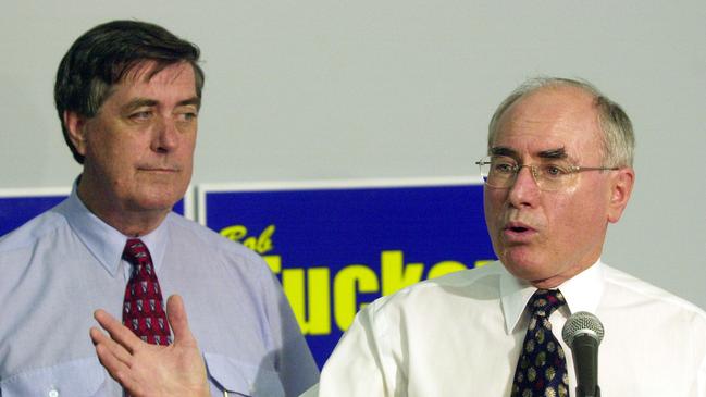 Prime Minister John Howard joined Liberal candidate Bob Tucker at the 2001 by-election. Picture: AAP Image/Dave Hunt