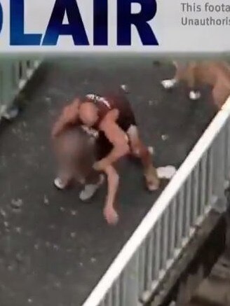 Polair footage of the bystander tackling the alleged offender. Photo: Queensland Police