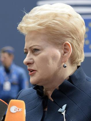 Fed up with Greek inaction ... Lithuanian President Dalia Grybauskaite. AFP Photo / Thierry Charlier