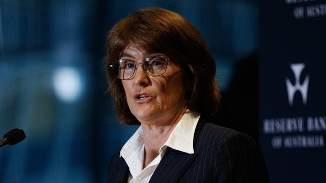 SYDNEY, AUSTRALIA - NewsWire Photos MAY 20, 2025: Michele Bullock during a press conference following the RBA announcement to cut the interest rate by 0.25 percentage points on Tuesday. Picture: NewsWire / Nikki Short