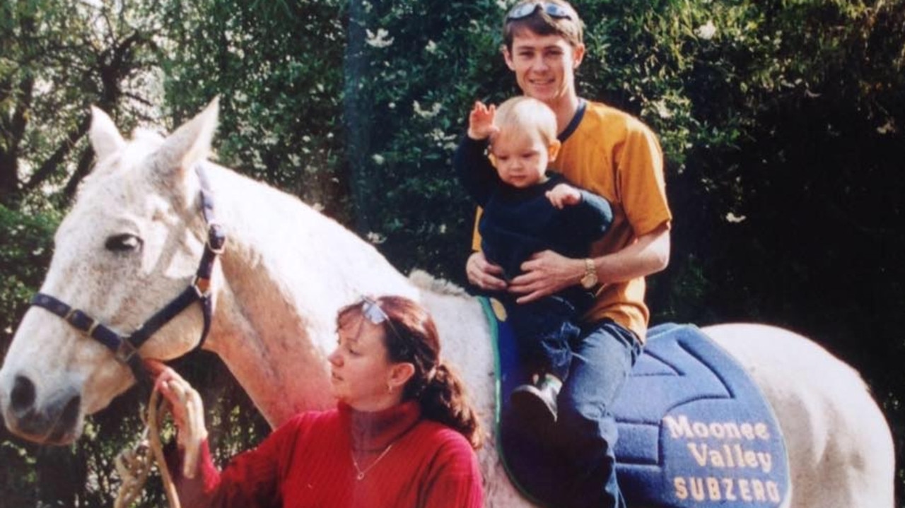 Andrew Gibbons with Dylan as a child aboard Melbourne Cup champ Subzero. Picture: Supplied