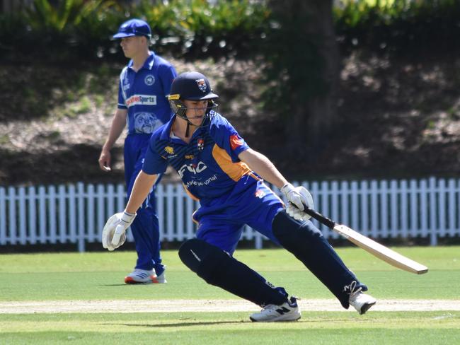 Edward Shand runs between the wickets. Picture: Sean Teuma