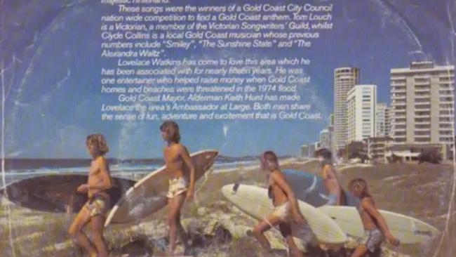 Back cover of the LP of the 1980 single “We Love the Goast, by Lovelace Watkins