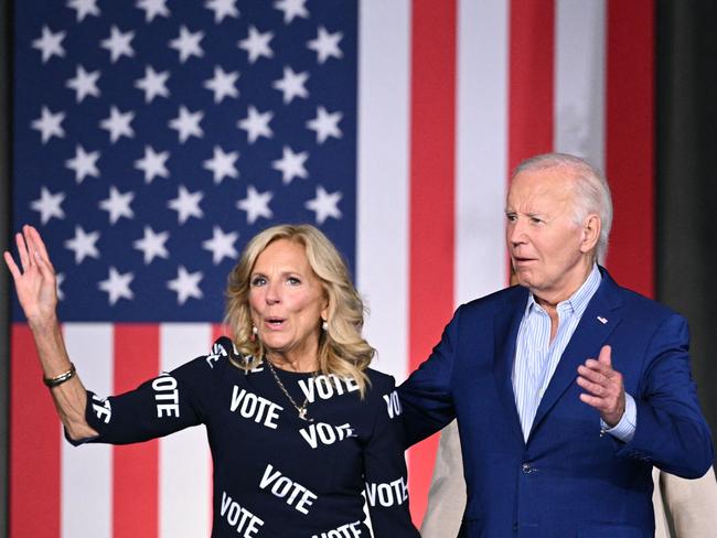 First Lady Jill Biden has been criticised for encouraging her husband to stay in the election race. Picture: AFP