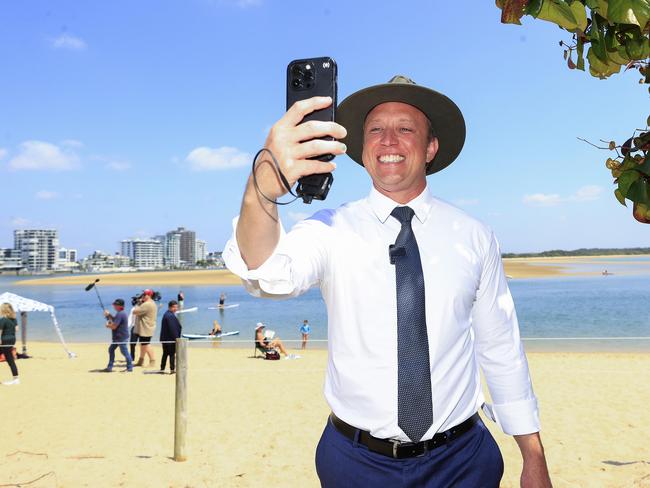 Premier Steven Miles visits the Cotton Tree Caravan Park and Labor candidate Naomi McQueen on the Sunshine Coast.  Pics Adam Head