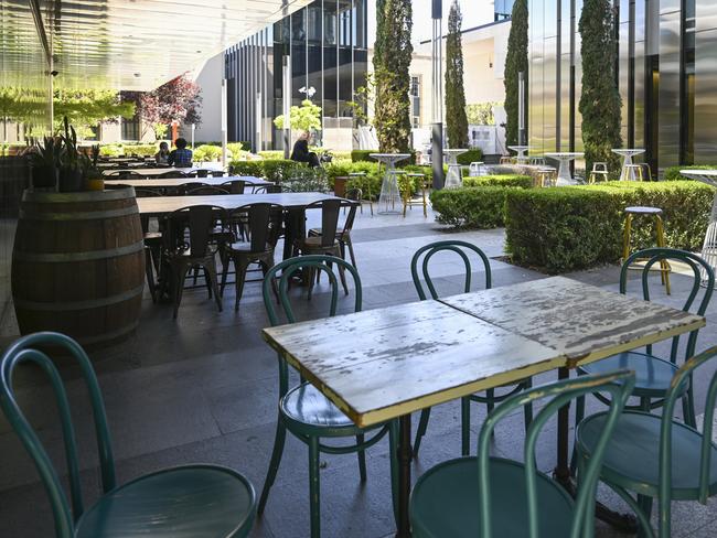 A cafe in Barton, servicing multiple Commonwealth public service buildings with only three customers. Picture: Martin Ollman