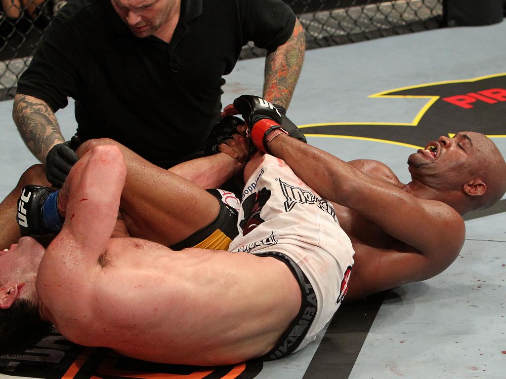 Anderson Silva submits Chael Sonnen. Picture: Getty Images