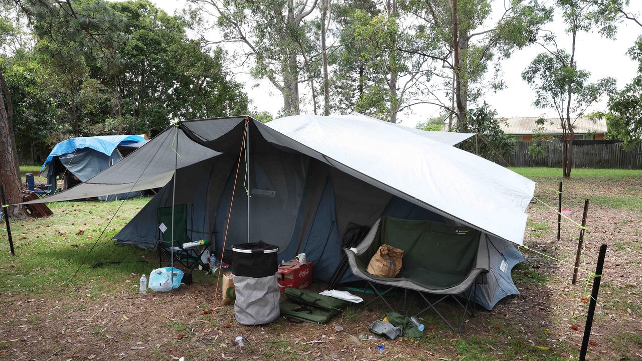 Homeless in Mckillop Park, Rothwell. Picture: Liam Kidston