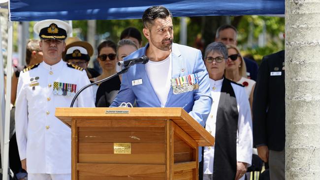 Cairns RSL board director Rob Lee was the master of ceremonies. Picture: Brendan Radke