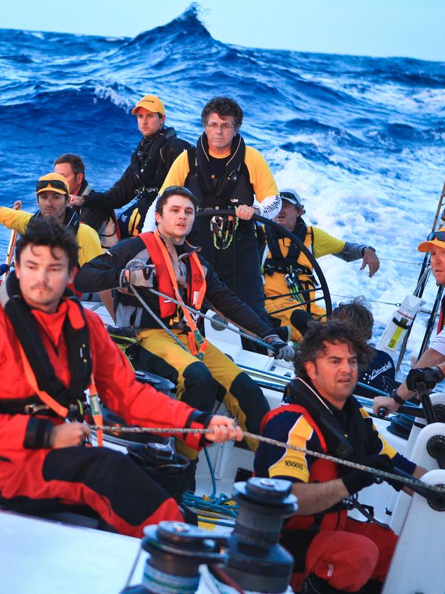 Crew aboard Brindabella in the 2012 Sydney to Hobart yacht race. Picture: Craig Greenhill