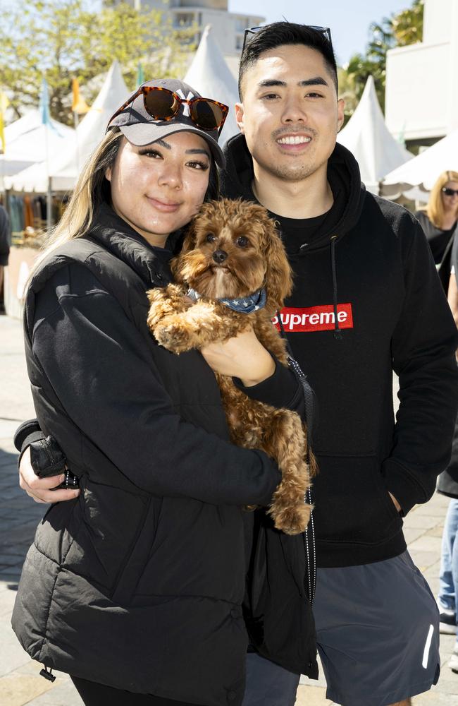 Christie Nguyen, Phillip Nguyen and Panko at CronullaFest at Cronulla on the 09/09/2023. Picture: Daily Telegraph/ Monique Harmer