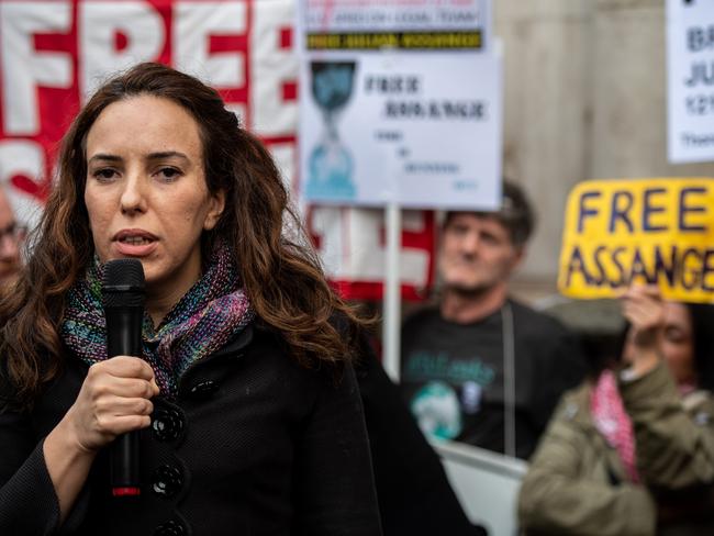 Supporters gathered outside the British High Court on Wednesday to defend Mr Assange. Picture: Chris J Ratcliffe/Getty Images