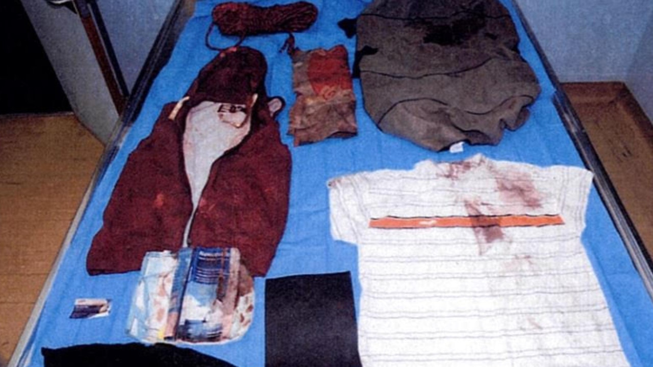 More bloodstained items seized by police included a hooded vest, T-shirt and street directory. Picture: NSW Police.