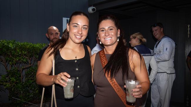 Lilybelle Swift and Belinda Anderson as ADF personnel crowd into Darwin pubs to celebrate Anzac Day. Picture: Pema Tamang Pakhrin