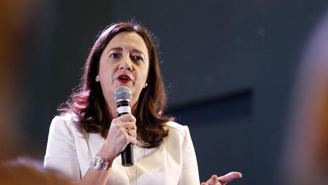 Queensland Premier Annastacia Palaszczuk, pictured in Ipswich, talking to residents on Tuesday. Picture: AAP Image/Josh Woning