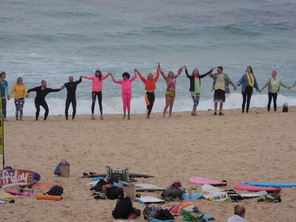 Foggy start at Bondi for the royal visit , small crowds about. Picture: John Grainger