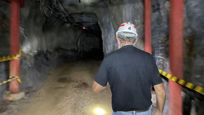 Steve Carson on an underground mine tour offered through Outback at Isa. He said they get tourists 'by the bus load'.