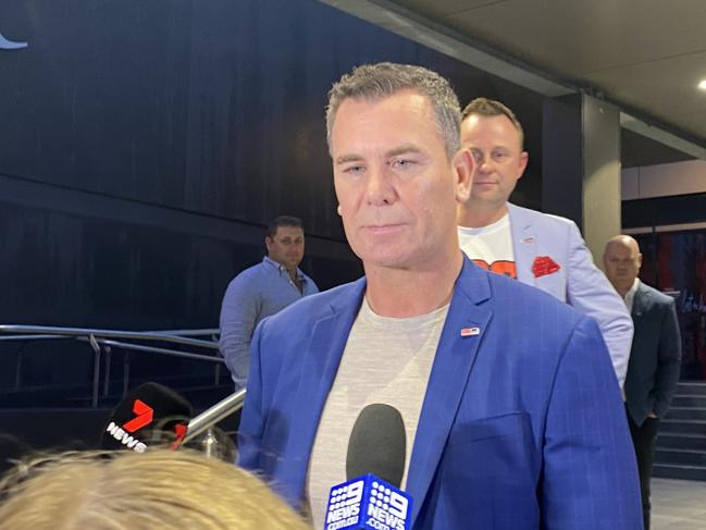 Former AFL great Wayne Carey has broken his silence after he was allegedly caught with a bag of powder at the Crown Casino in Perth. Picture: Catie McLeod