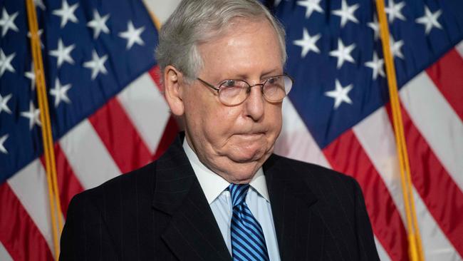 Mitch McConnell publicly accuses Trump of provoking the Capitol mob. Picture: AFP.