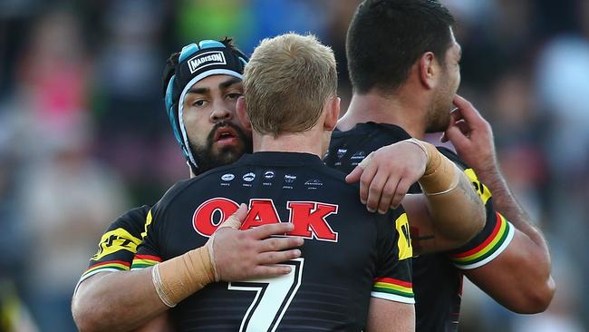 Jamie Soward celebrates a Penrith win.