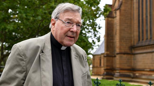 Cardinal George Pell outside St Mary's Cathedral in Sydney in December 2017. Picture: AAP