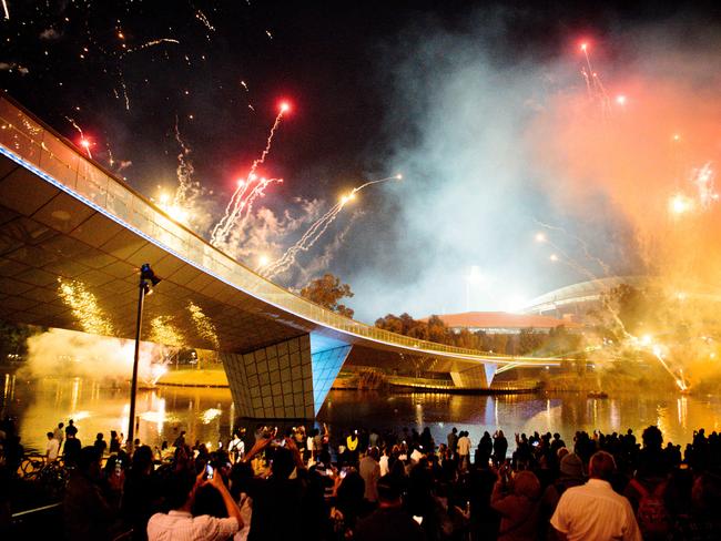 The 9pm Fireworks at Elder Park for New Year's Eve in Adelaide, Tuesday, December 31, 2019. (AAP Image/ Morgan Sette)