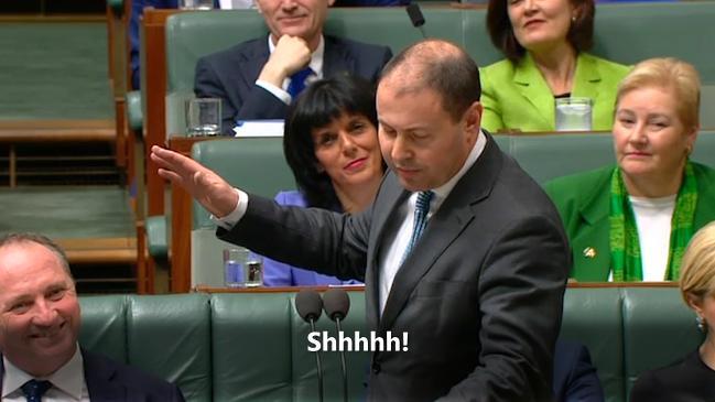 Josh Frydenberg 'shushes' the backbenchers