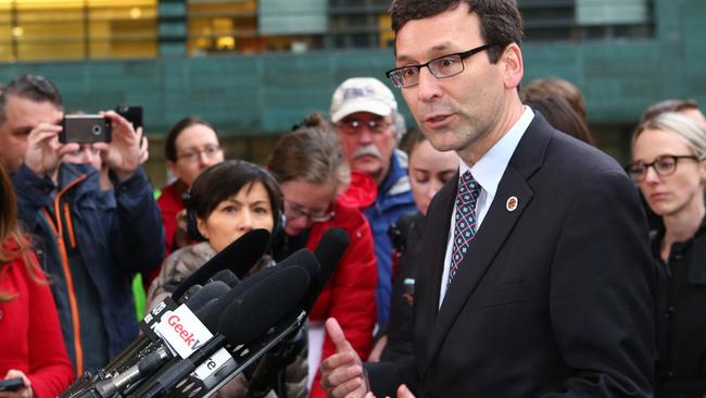 Washington State Attorney General Bob Ferguson speaks at a press conference outside US District Court, Western Washington. Picture: Karen Ducey/Getty Images/AFP