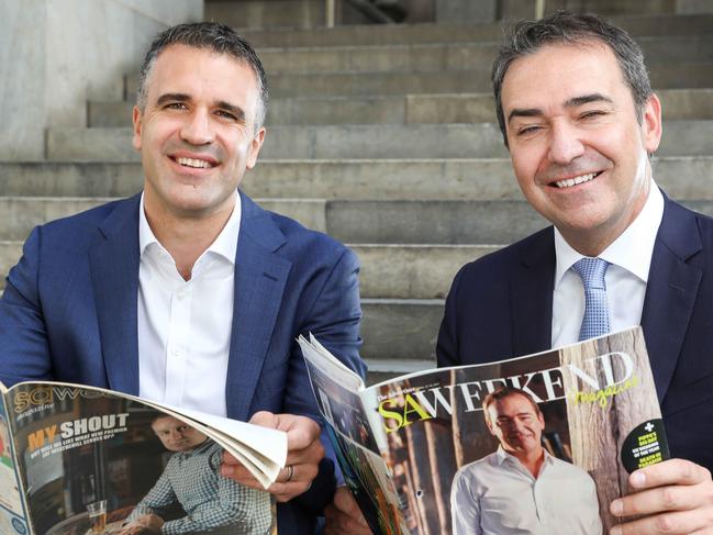 ADV NEWS Steven Marshall and Peter Malinauskas Promo . Feb 8 2019 AAP Image/Russell Millard) NO ARCHIVING