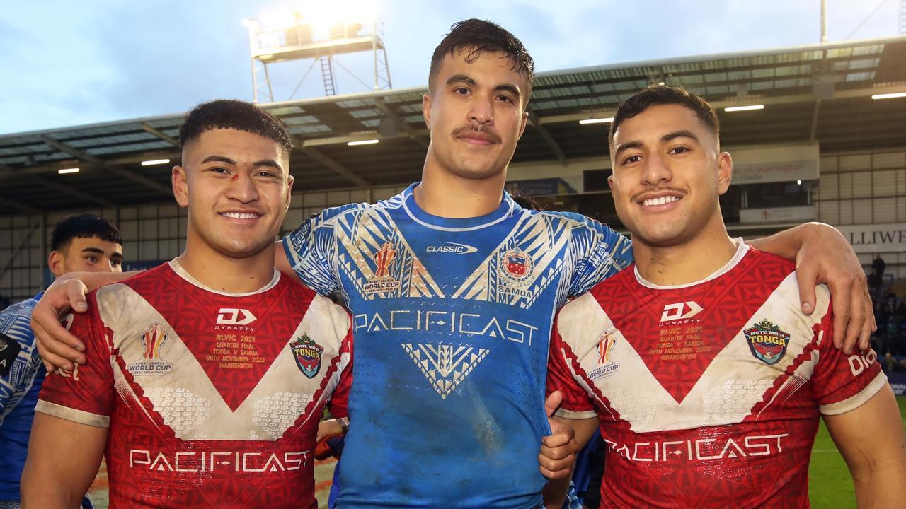 Isaiya Katoa, Joseph Suaalii and Will Penisini are destined for long term NRL stardom. (Photo by Jan Kruger/Getty Images for RLWC)