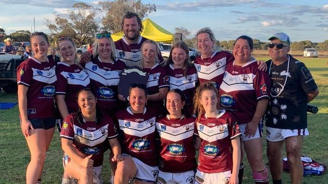 The competition has expanded into a rugby league 9s and women’s competition in recent years. Pictured: the Barellan Rams women's rugby league team. Photo: Proten Community Cup.